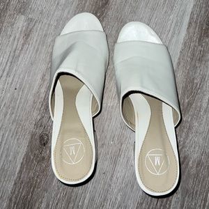 Missguided White Block Heel Mules
